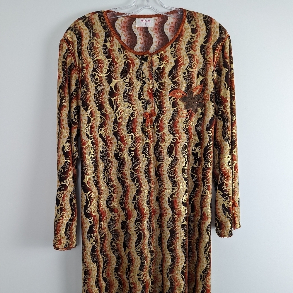Bohemian Paisley Print Maxi Dress with Embellished Detail - Size Large NEW